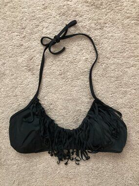 Victoria’s Secret black fringe bikini top size small